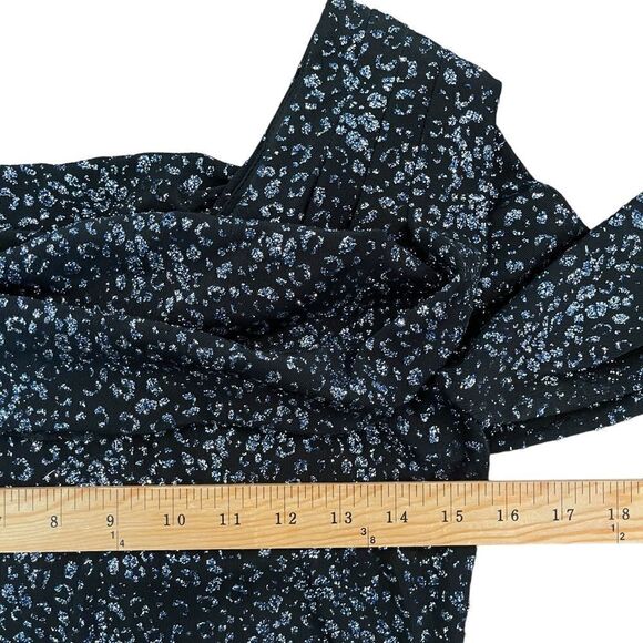 Scarlett Glitter Top Leopard Black Blue Silver Stretch Cowl Scoop Neck Women's L - Picture 6 of 9